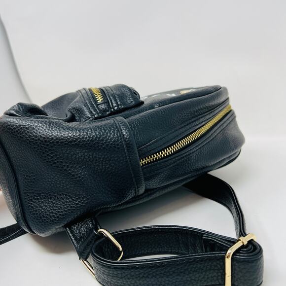 Steve Madden Vegan Pebble Leather Mini Backpack Black Gold - Picture 8 of 10